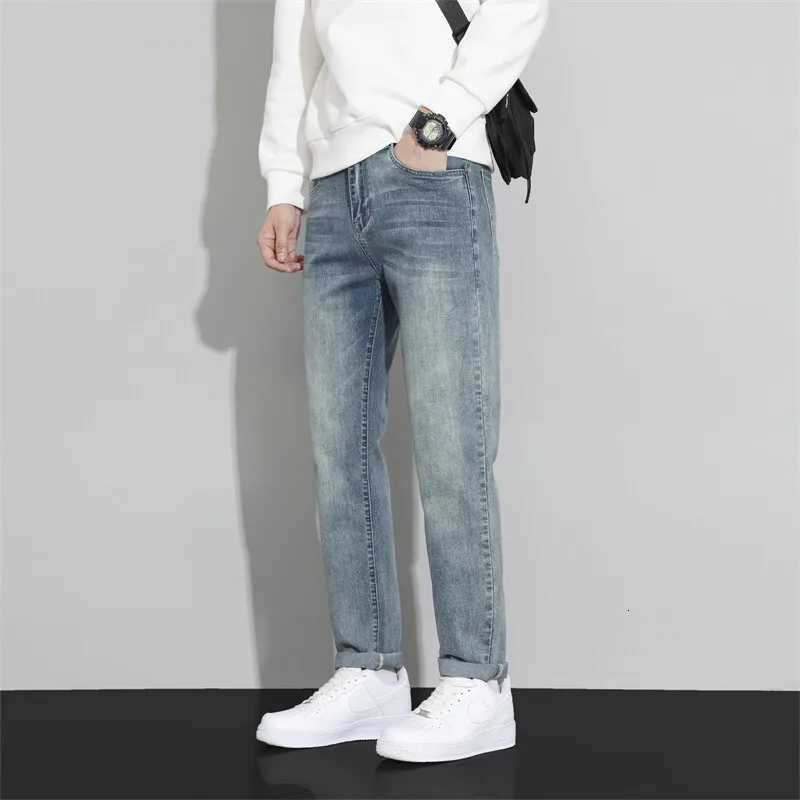 Fashion European American Style Stretch Men Jeans Luxury Mens Denim Pants Slim Straight Deep Blue Gentleman Size 2838 Slacks W250905