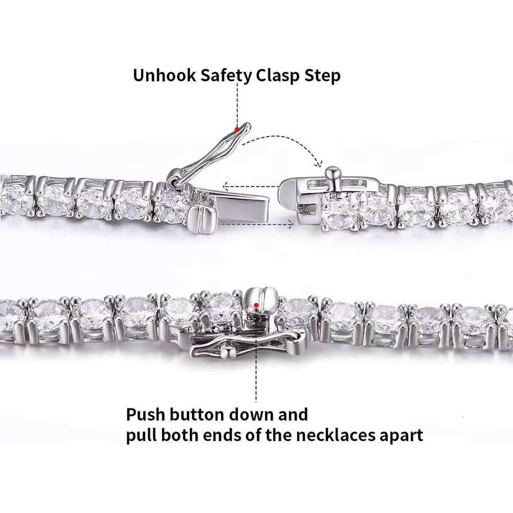 Hip Hop Jewelry High Quality VVS Sier 2mm 3mm 4mm 5mm 6.5mm Moissanite Tennis Chain Necklace