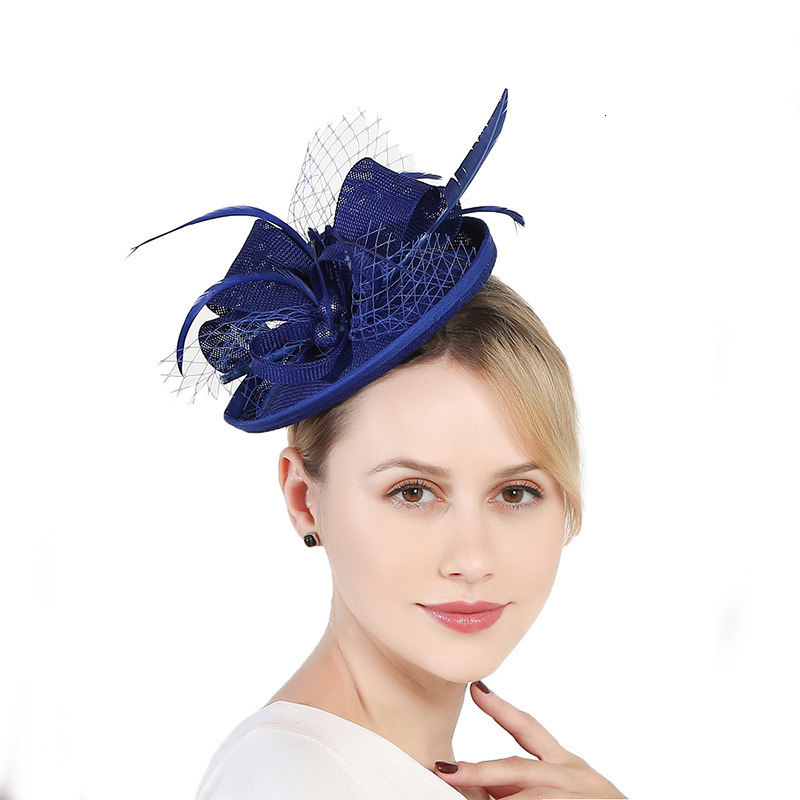 FS Wedding Church Red Hats Fascinators For Woman With Feather Veil Cocktail Party Headdress Lady Elegant Cap 240808CJ