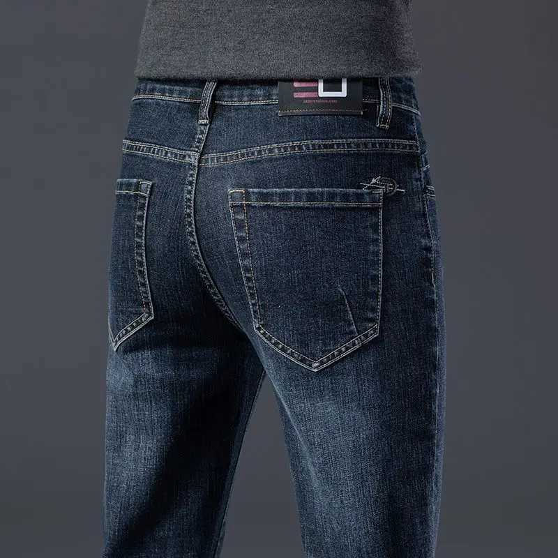 Autumn Winter High Quality Elastic Mens Jeans Cargo Slim Fit Denim Pencil Trousers Midweight Long PantsHighHigh jeans man W250905