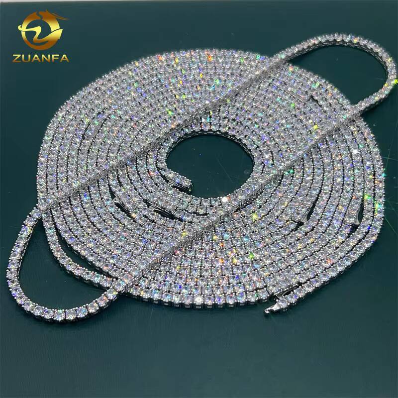 Wholesale Moissanite Tennis Chain Hip Hop Bling Jewelry 18K Gold Plated Cubic Moissanite Shining Diamonds Tennis Chain Necklace bracelets