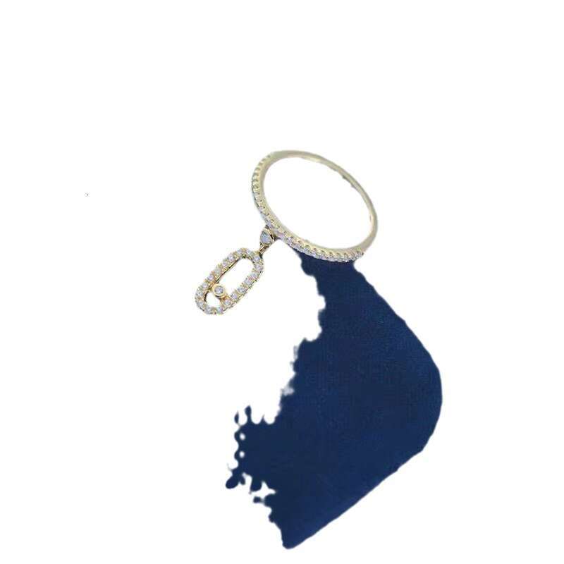 Mesi Card Ring Single Tassel Sliding Dynamic Design Full Diamond Women's High-end Fashion Versatile Rose Gold Jewelry