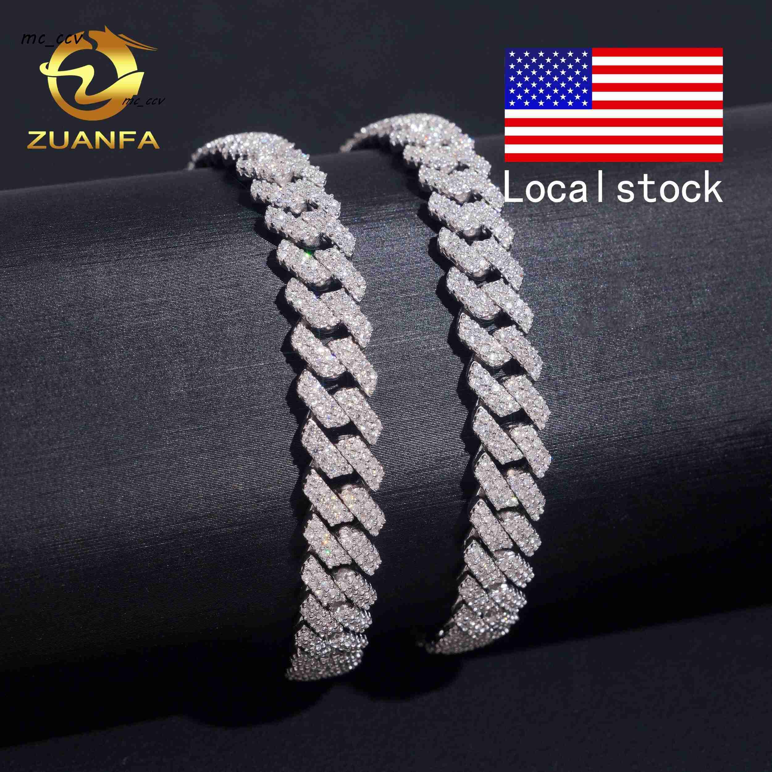 USA Local Stock 8mm Bracelet Custom Hip Hop Jewelry Iced Out Diamond 925 Silver VVS Moissanite Cuban Link Chain Bracelet