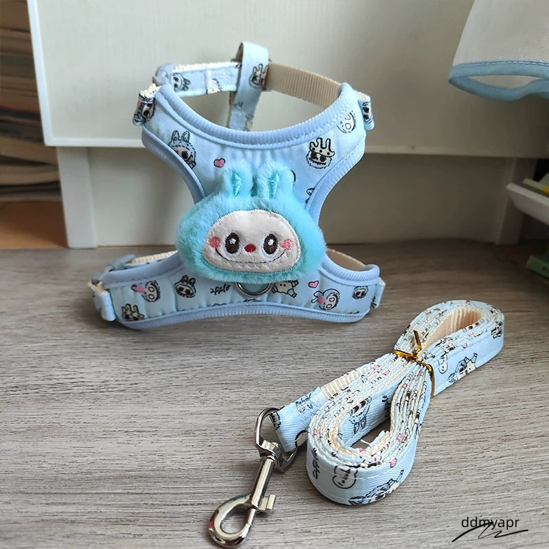 Labubu Dog And Leash Set, Step-In Soft Mesh Puppy Cats Harnesses Vest With Cute Doll Decorations, Breathable Designer ddmyday Harness For Pomeranian, 