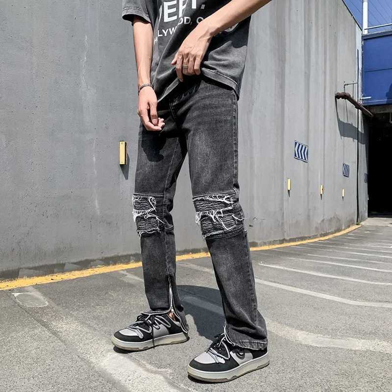 Four Seasons New Fashion Casual High Street Fashion Denim Long Pants for Men Retro Distressed New Style Wide Leg Jean Trousers W250905