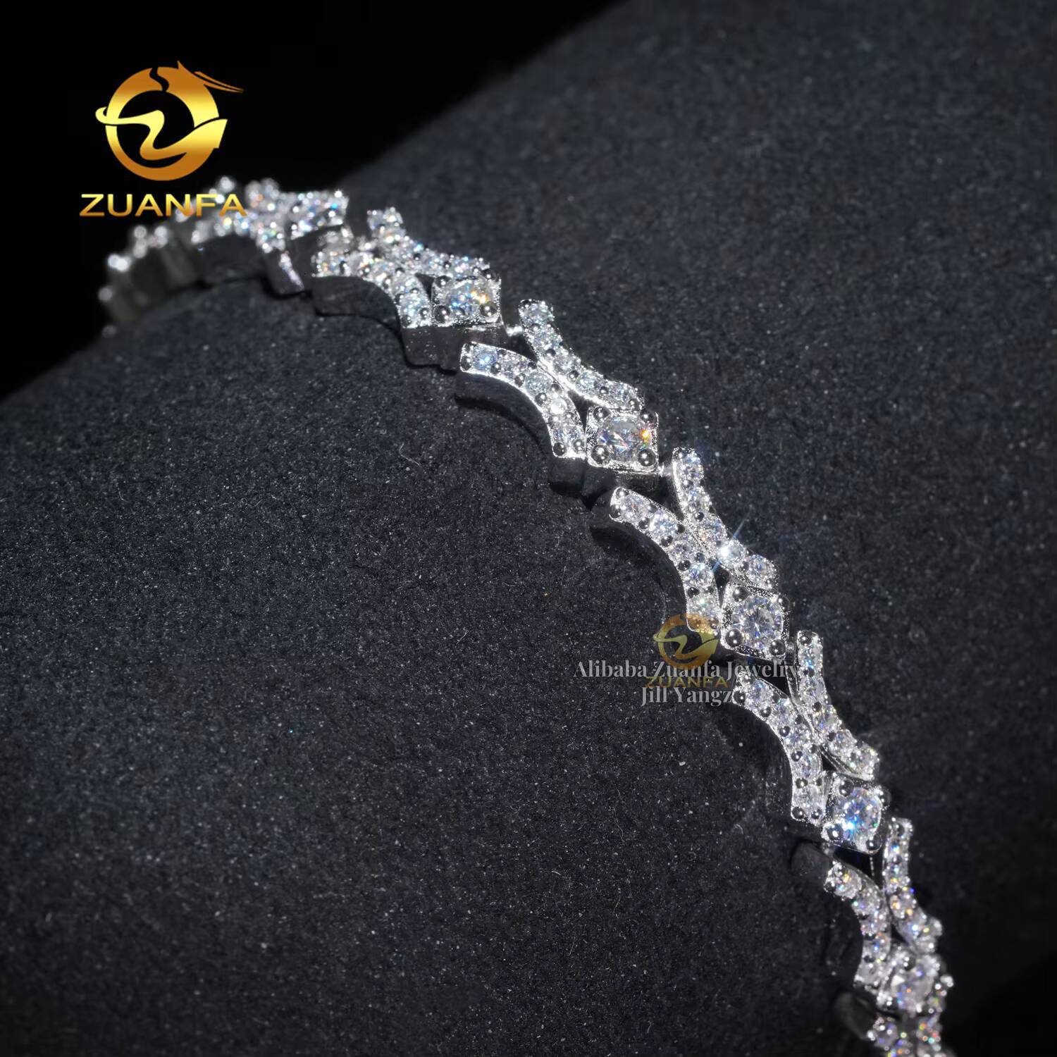 X Shape Bracelet 6mm Moissanite Tiny Cuban Chain Moissanite Bracelet Gift Idea Hip Hop Jewelry for Girl