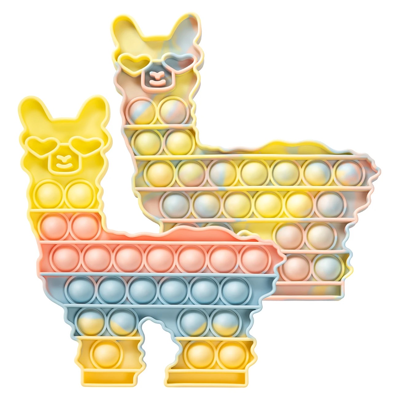 llama Alpaca shape party push pop bubble popper Tie dye fidget poo-its finger puzzle Silicone squeezy cartoon animal toys stress relief game
