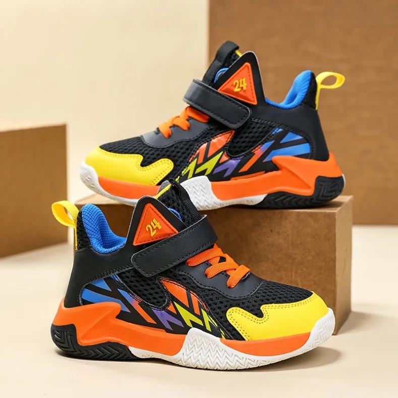 Children's Basketball Shoes 2024 Spring/Summer New Boys' Training Shoes: Big Kids Mesh Breathable Youth Sports Shoes Z 9.2-1
