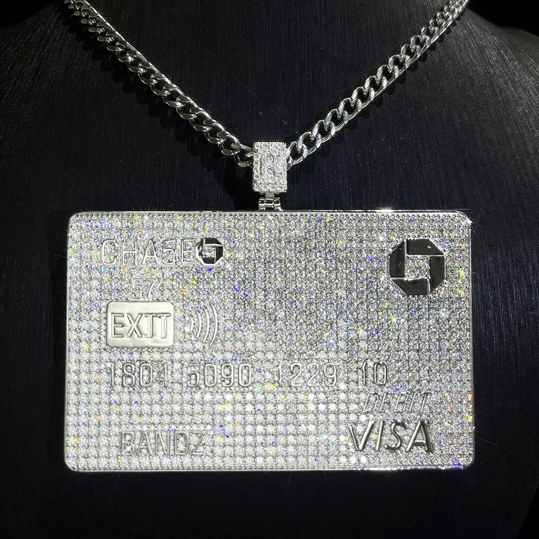 Credit Card Custom Manufacturer Silver 925 Silver Cross with Diamond D VVS1 Iced Out Moissanite Luxury Pendant
