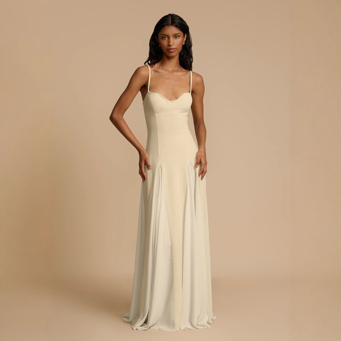 2025 Summer American Style Womens New Elegant Sexy Backless Strap Slim Fit Color Block Dress