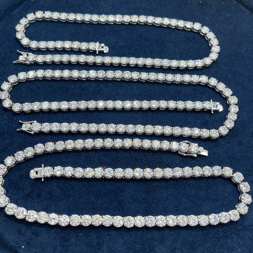 Fine Moissanite Jewelry 65MM With 925 Sterling Silver D Vvs1 Diamond Necklaces Moissanite Tennis Chain Bracelets for Men Women