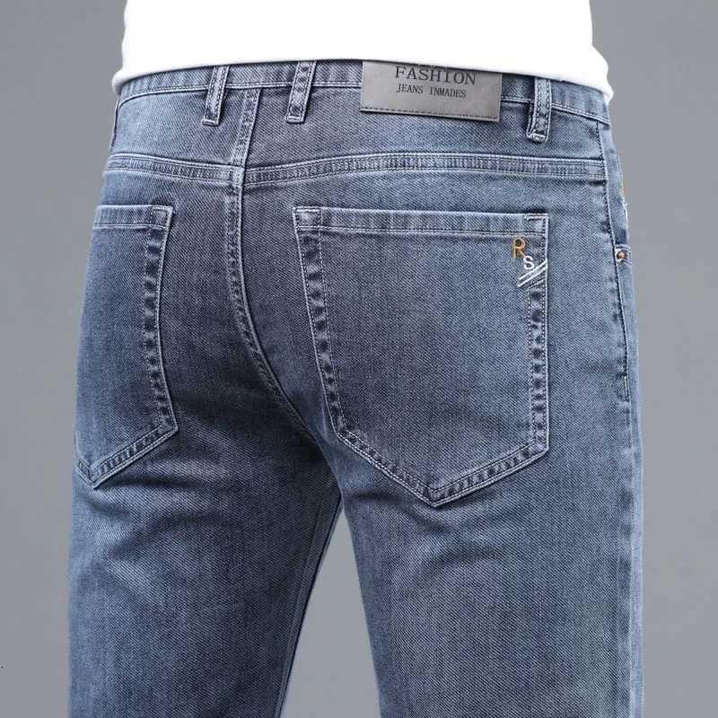 2023 Spring and Autumn New Classic Fashion Solid Color Elastic Small Legs Mens Casual Slim Comfortable Breathable Jeans 2836 W250905