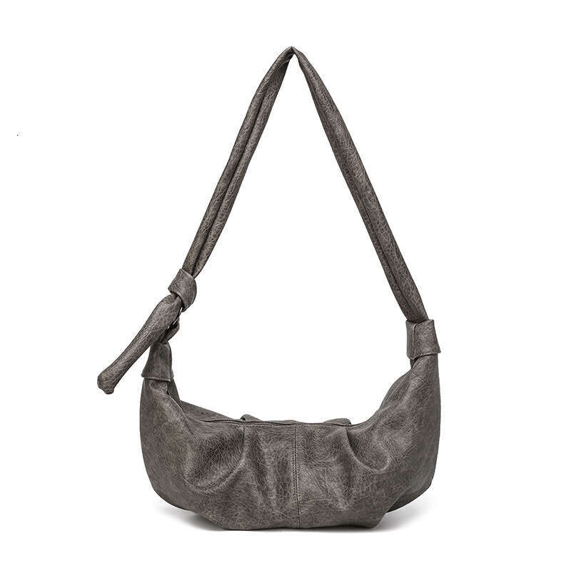 2025 Lazy Casual Versatile Horn Single Shoulder Crossbody Korean Style Large Capacity Soft Leather Sweet Cool Dumpling Bag