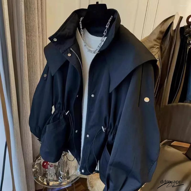 Women's Jackets Long-Sleeved Casual Short Trench Waist Party Design Jacket Chic Girls Comfortable Fashion Korean Vintage Tops For Ddmydec Women D