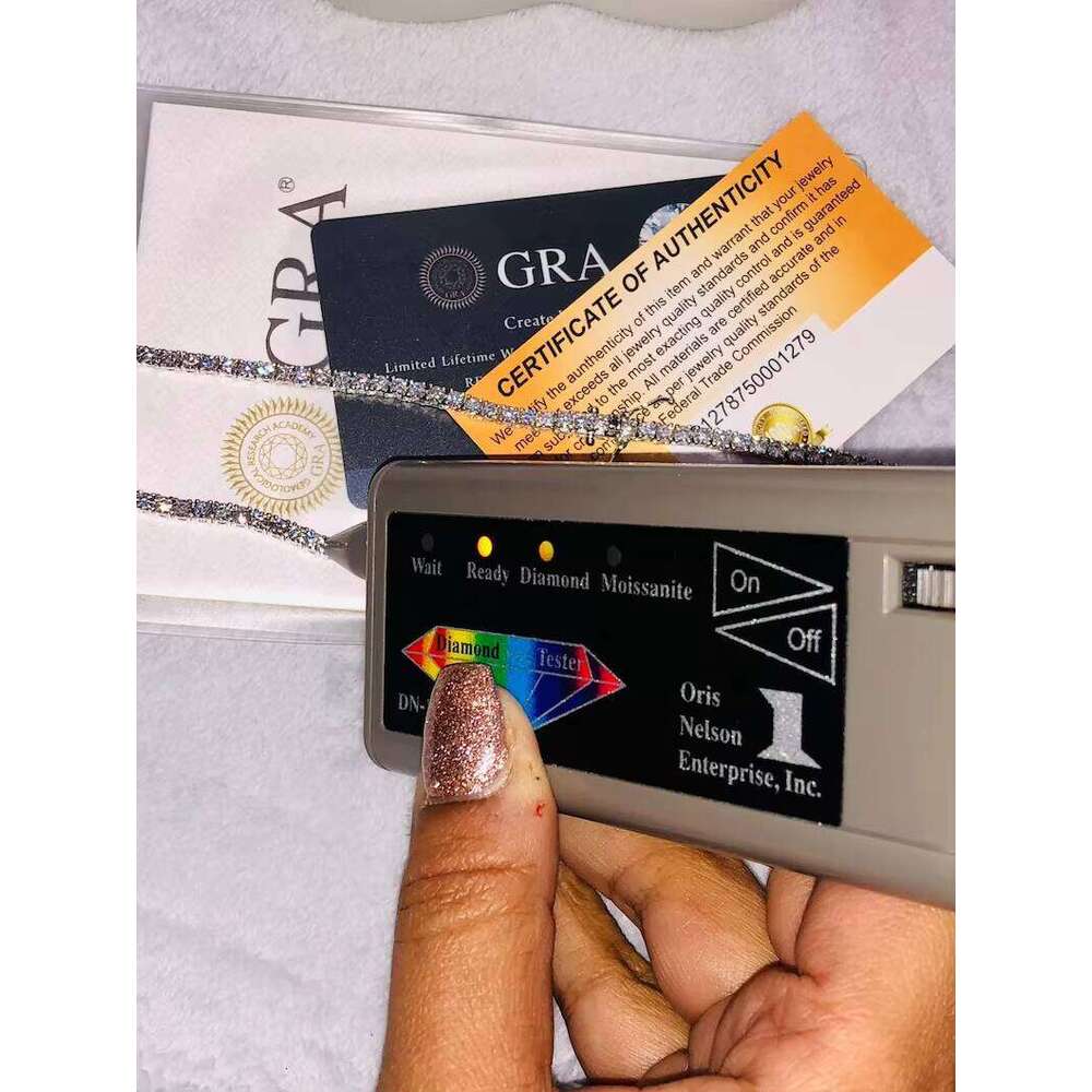 Rinntin SMN Men Women Hip Hop Iced Out Fine Jewelry 2MM 3MM 4MM 5MM S Sier Vvs Moissanite Tennis Chain Necklace