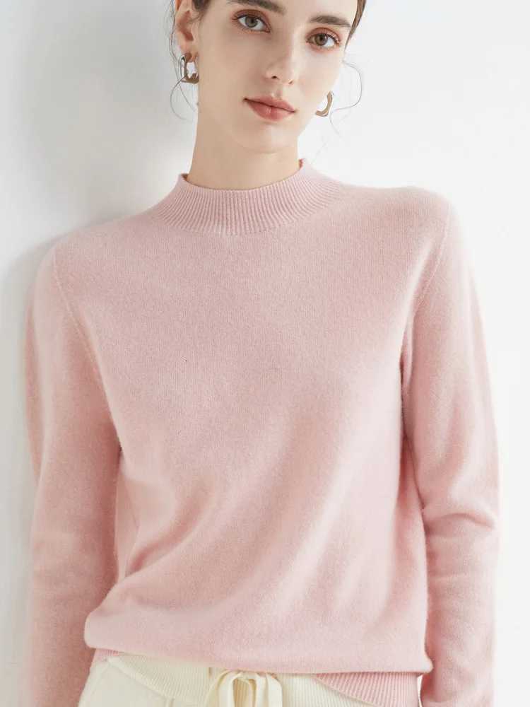 AOSSVIAO 2025 Autumn Winter Solid Mockneck Pullover Sweater For Women Casual Knitwear Female Clothing Basic Soft Tops Z250905