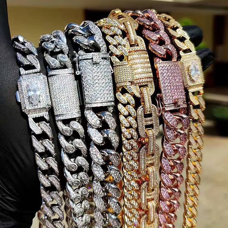 GZYS JEWELRY Wholesale New Design Hiphop Iced Out Cuban Chain and Bracelet