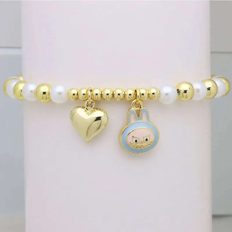 LABUBU Fashion Boutique Jewelry Gold Pleated Adjustable Labubu Charm Pendant Bracelet and Women's Bangle