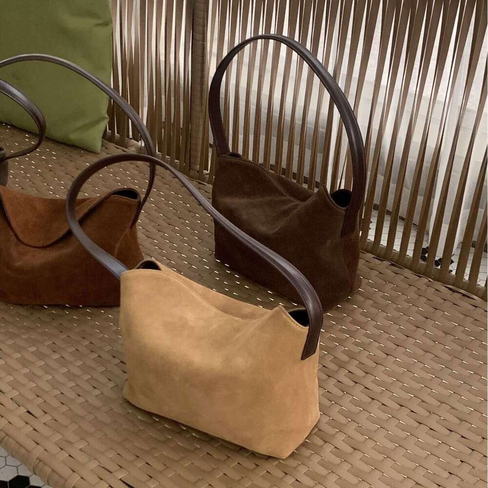 Maisa Same Style Autumn Winter Suede Handbag Women Trendy 2024 New Genuine Leather Women's Single Shoulder Underarm Bag