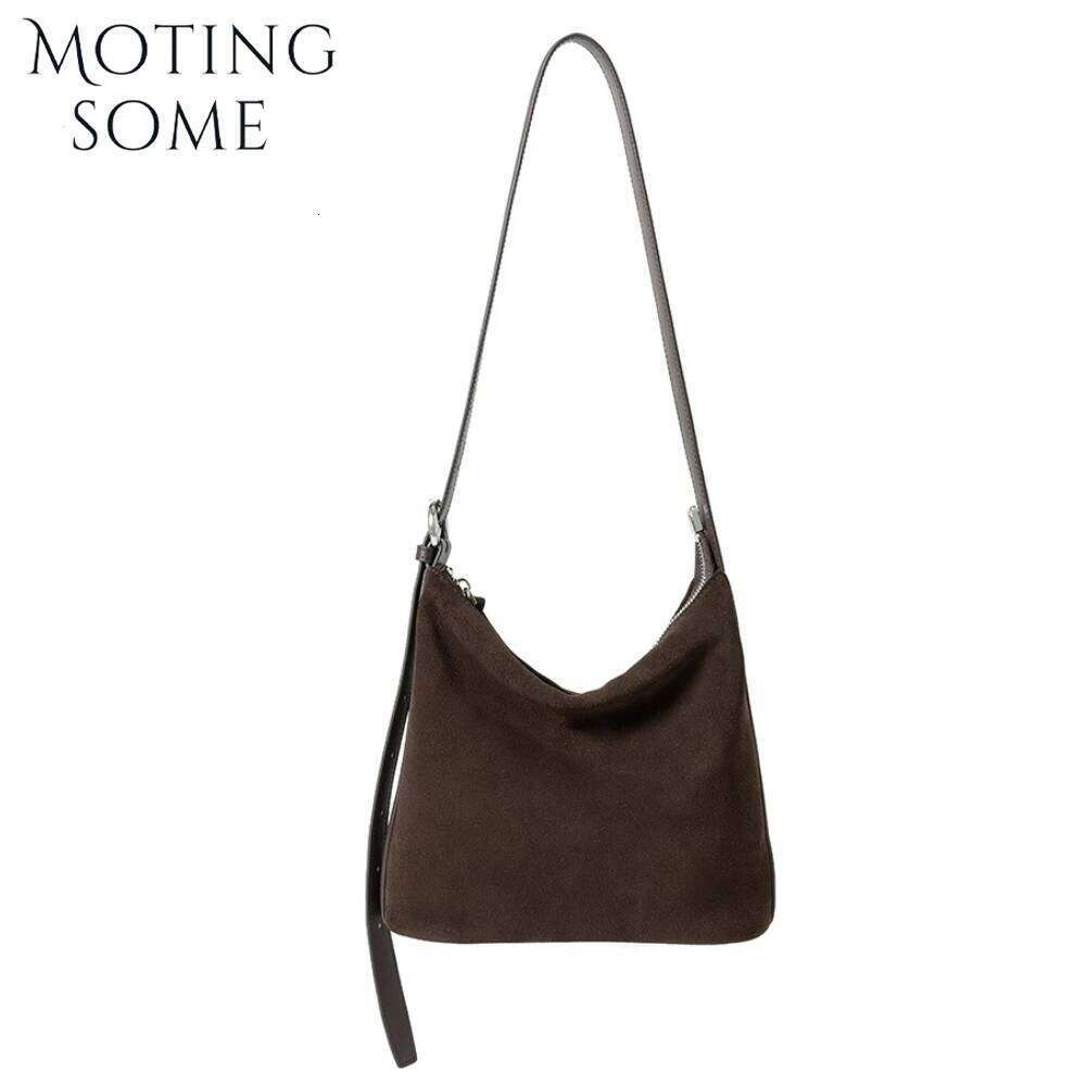 Motingsome Suede Genuine Grade Shoulder Bag Woman Messenger 2025 Crossbody Bags Large Capacity Bucket Winter Tote