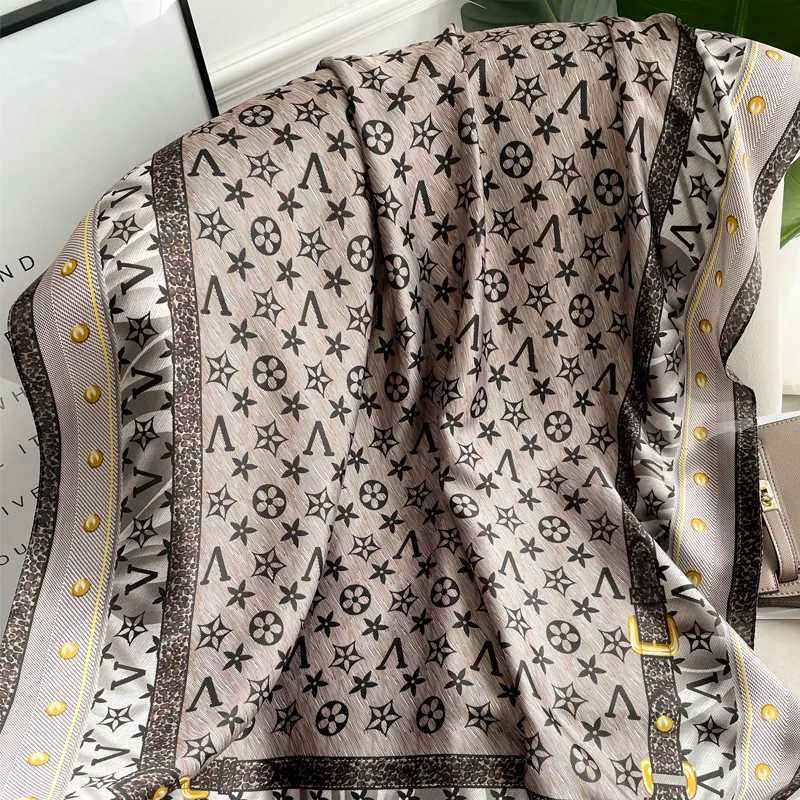 Fashion 2024 Popular 180X90CM Print Bandannas Silk Scarves Four Seasons Satin Beach Sun protection Towel Fashion Flower Long Shawlsghb H250905