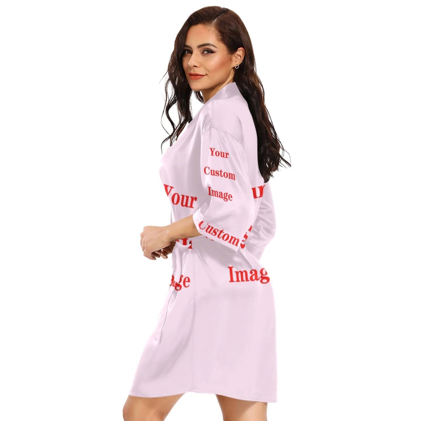 Fashion Satin Long Women Wrap Dress Spring Bathrobe Pamas Sexy V Neck Robe 2025 New Ladies Clothes Custom Image