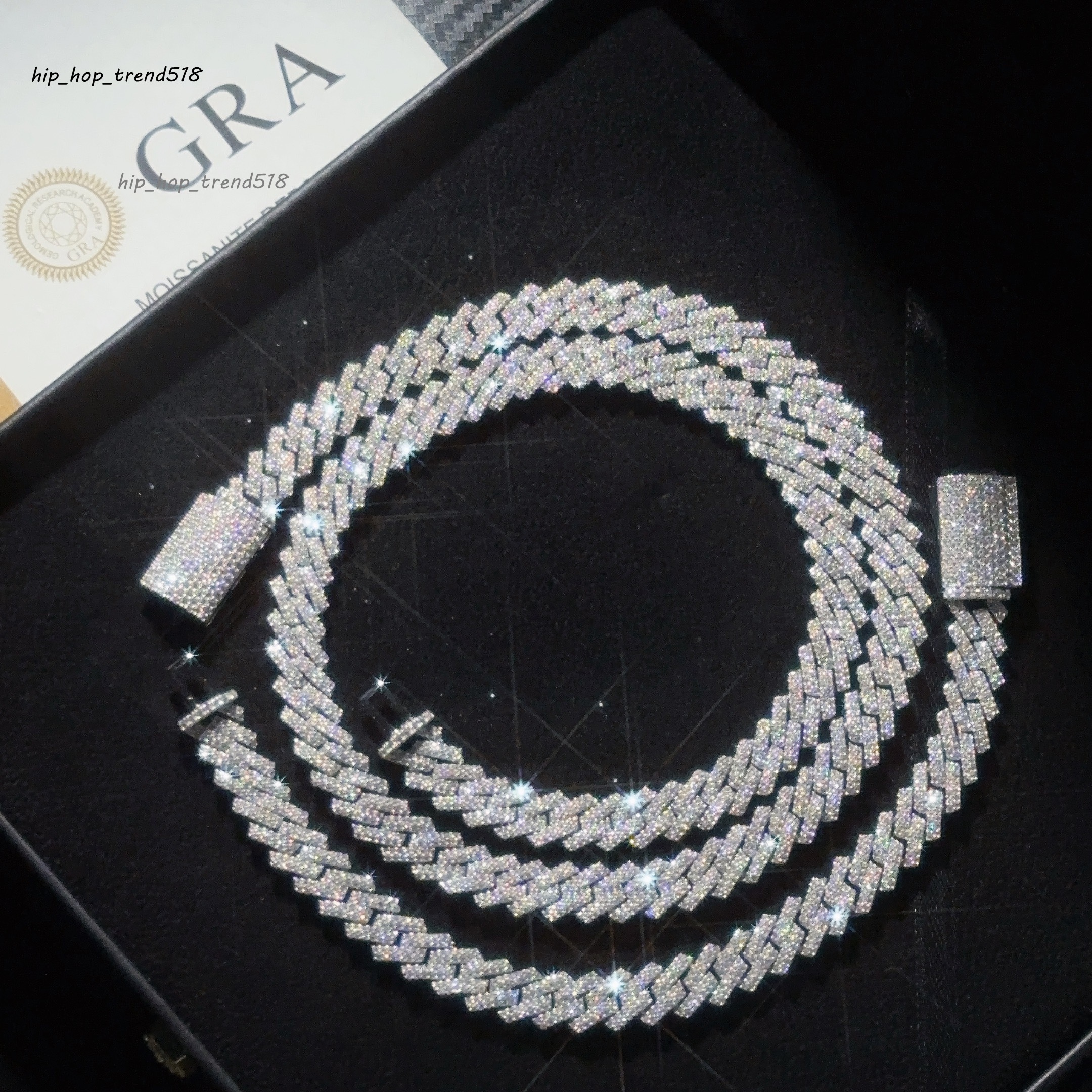 Hot Sale 10mm Iced Out Cuban Link Chain 925 Silver Hip Hop Jewelry Lab Moissanite Cuban Link Chain