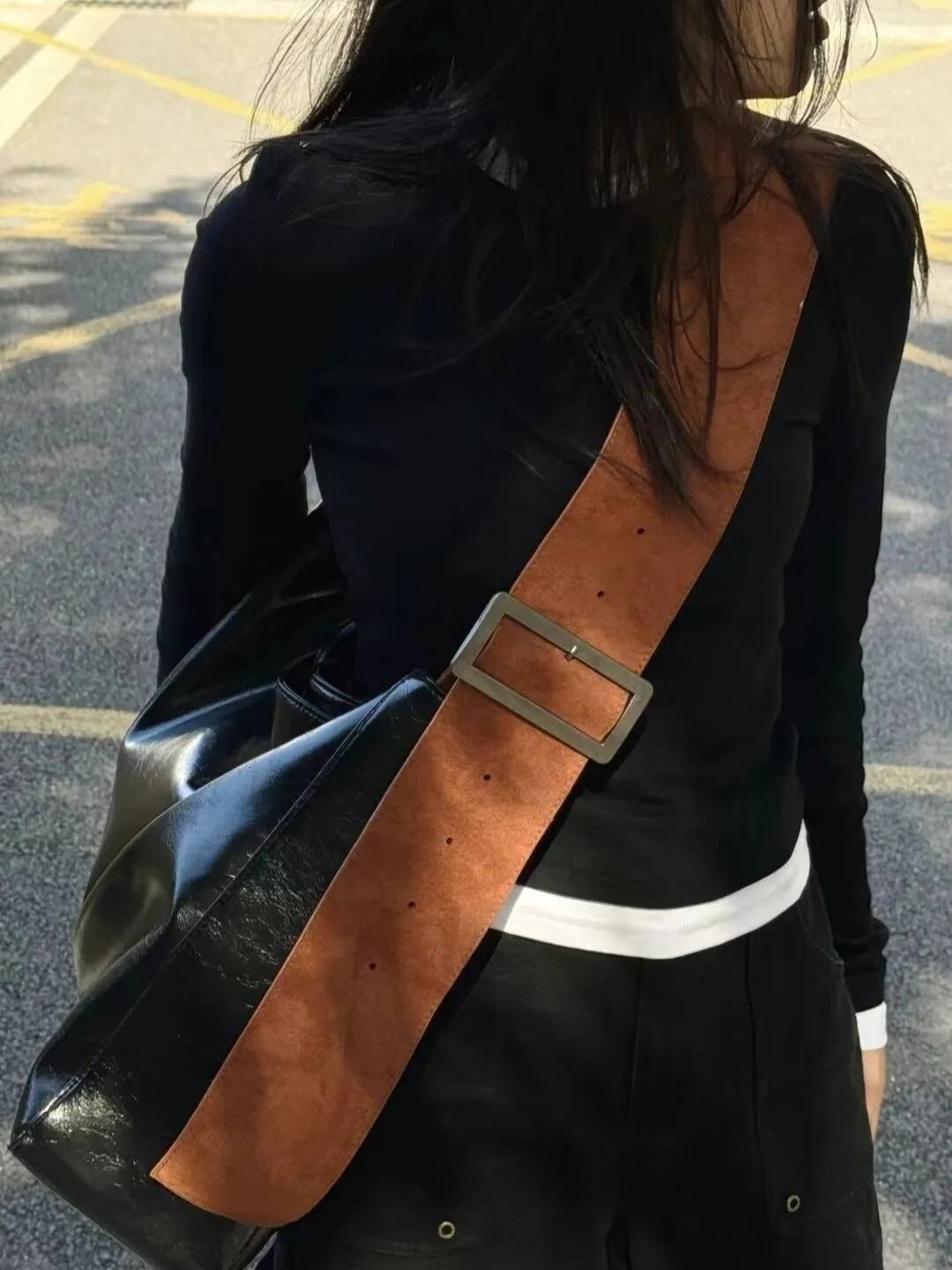 JIAERDI Retro Black Messenger Women New Pu Leather Large Capacity Tote Bag Handbag Ladies High Street Casual Crossbody Bags high-quality