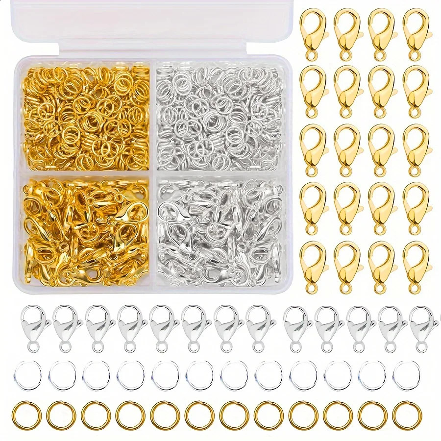 1set Box Gold Silver Lobster Clasp Open Jump Rings For Jewelry Making Bracelets Necklaces Hooks Chain Clre DIY Accessories 250828