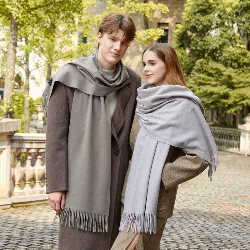 Classic Simple Solid Wool Blend Scarf Women Men Fall Winter High Quality Woolen Shl Thick Warm Tassel Muffler Female Male WrXJ250905