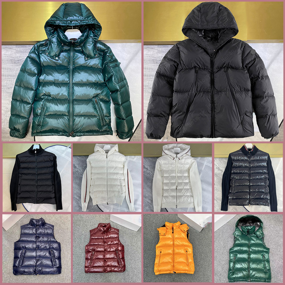 mens Parkas puffer jacket Down Men's vest Embroidered Badge Stand Collar Knitted Splice Sweater Down puff Jacket Sweater Casual puffer Coat Sweater asian size m-3xl