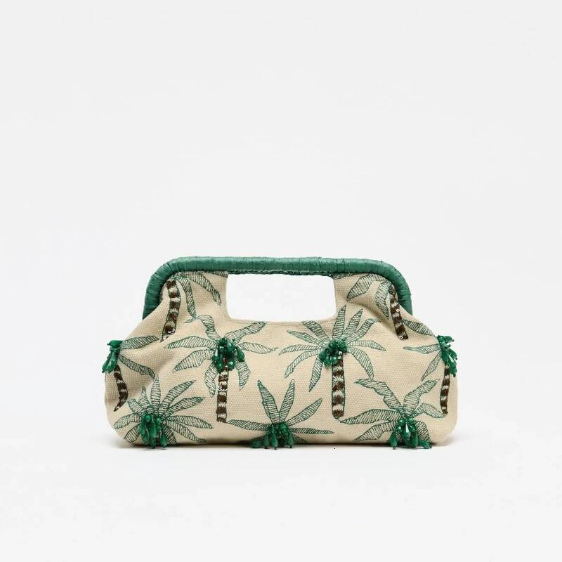 BEADED DETAIL CLUTCH, Envelope Clutchs Tree Embroidered, Designer Handbags with Removable Chain Crossbody Strap