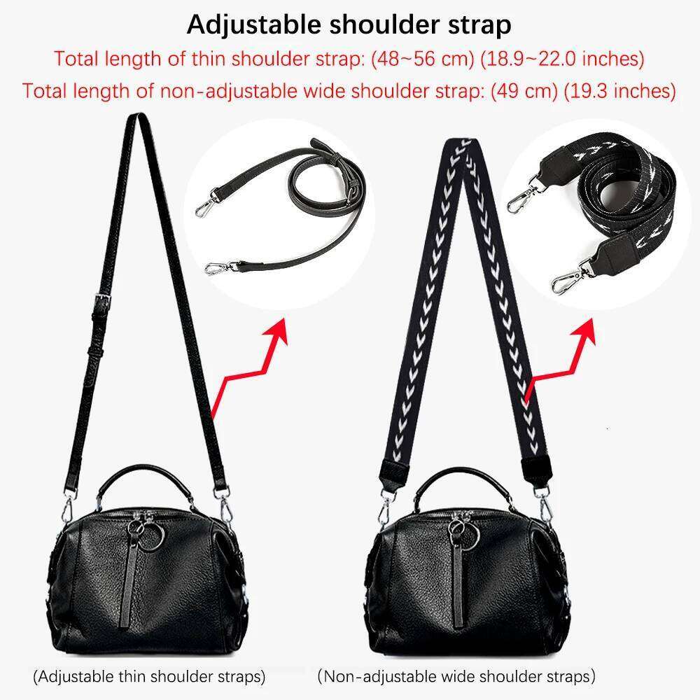 Zency Fashion Black White Shoulder Bag Women 100% Genuine Leather Handbag Medium Size For Daily Life With Two Straps 2024