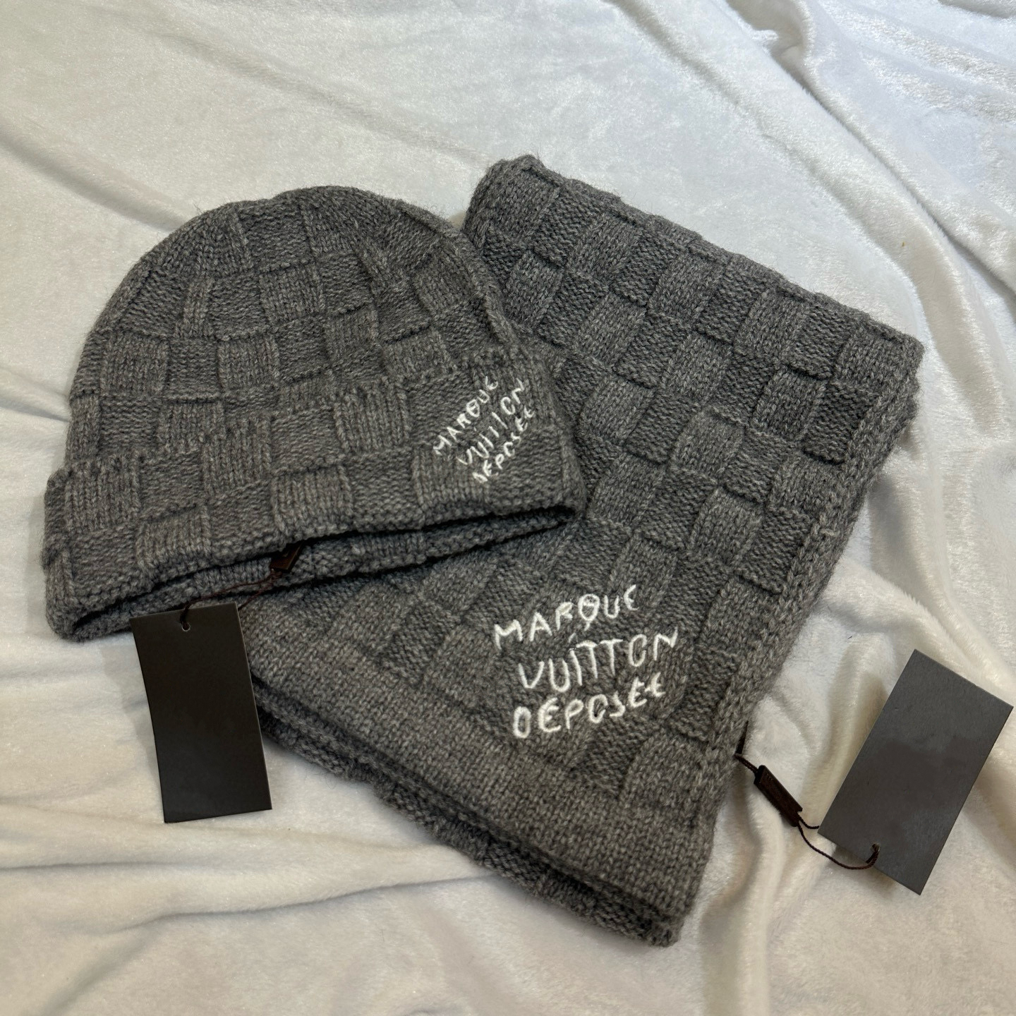 Men Women Cashmere Scarfs Autumn Winter knitted Pashmina Scarf and Beanie Hat Set Warm Fashion Designer Plaid Scarves Hat