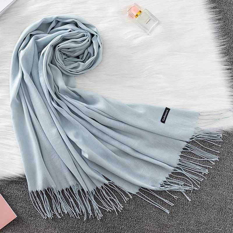 Luxury Brand Solid Women Cashmere Scarf Autumn Winter Warm Shls Wrs 2021Mens Tassels Scarves Female Foulard MujerXJ250905