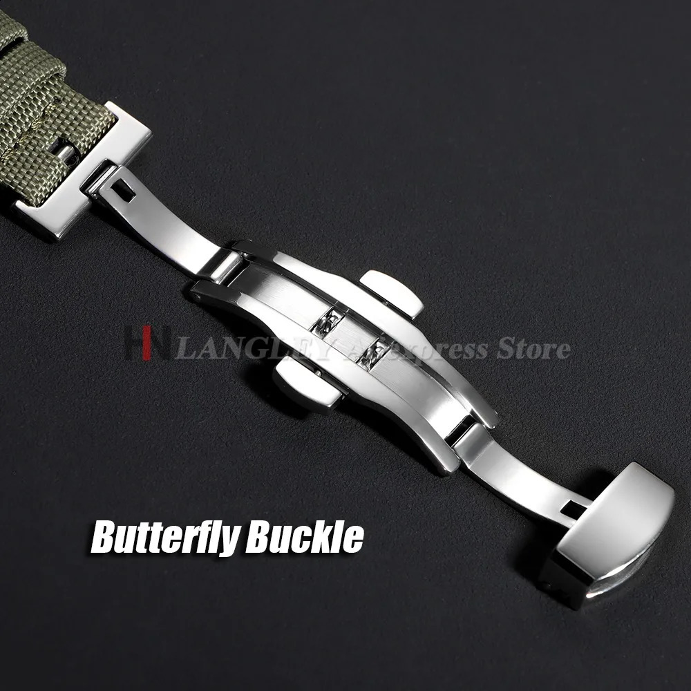 Sailcloth Watch Strap 20mm 22mm for Business Nylon Butterfly Buckle Waterproof Men Women Quick Release Watchband 250808