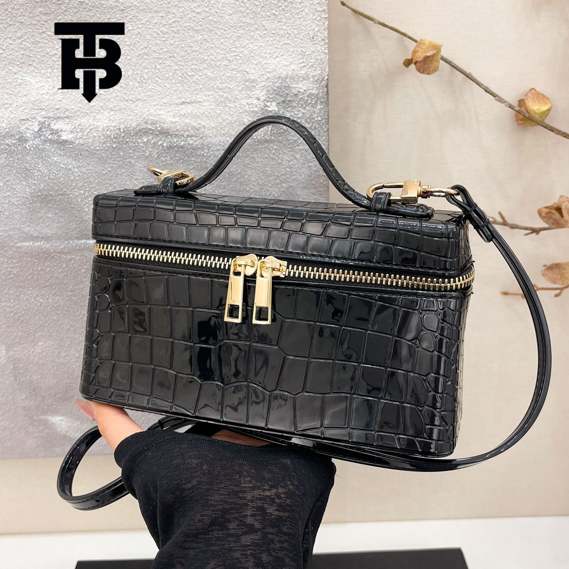 TB BHULAMTE Designer Bag High-end Handbag For Women 2025 New Luxury Bag Autumn Winter Crocodile Pattern Box Bag Fashion Versatile Commuter Small Squar