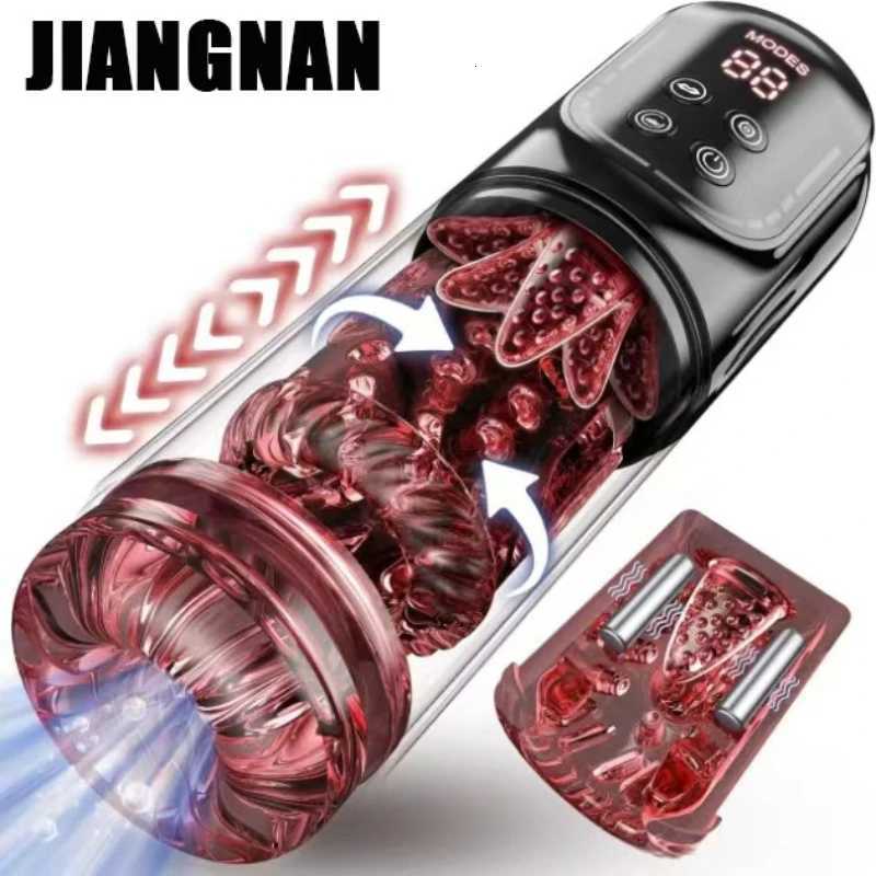 Automatic Thrusting Rotation Male Masturbator Sucking Licking LCD Vacuum Penis Pump Water SPA Real Pocket Pussy Sex Toys for MenXJ250905