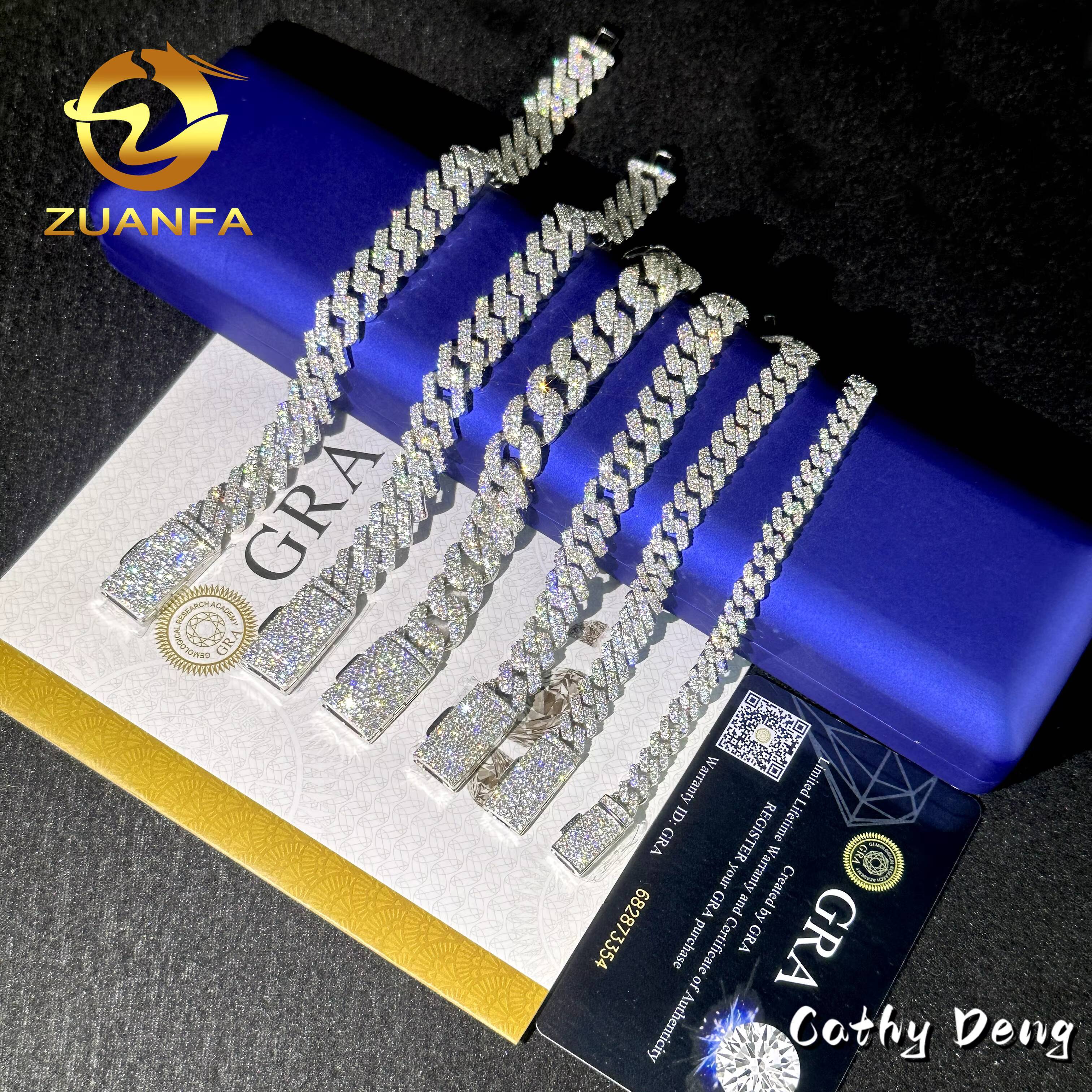 Ready Shipping Hip Hop Jewelry 6mm 8mm 10mm 12mm 13mm Iced Out Cuban Link Chain Bracelet VVS Moissanite Cuban Bracelet Men