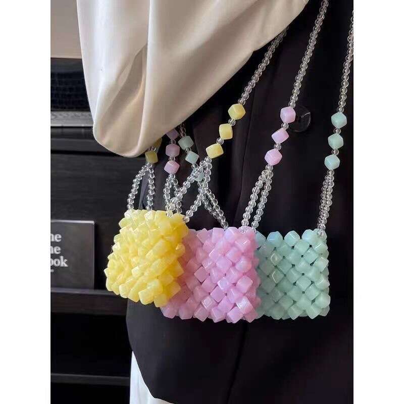 Transparent Jelly Candy Color Exquisite Small Female Niche Design Sense Crossbody Mini Pink Coin Purse Lipstick Bag