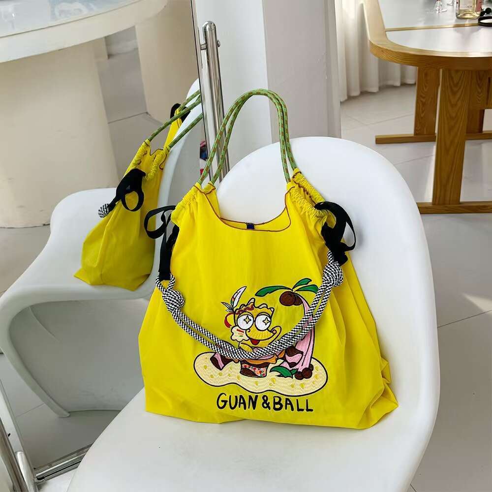 2025 New Ballchain Nylon Shopping Women's Handbag Embroidered Single Shoulder Crossbody Bag