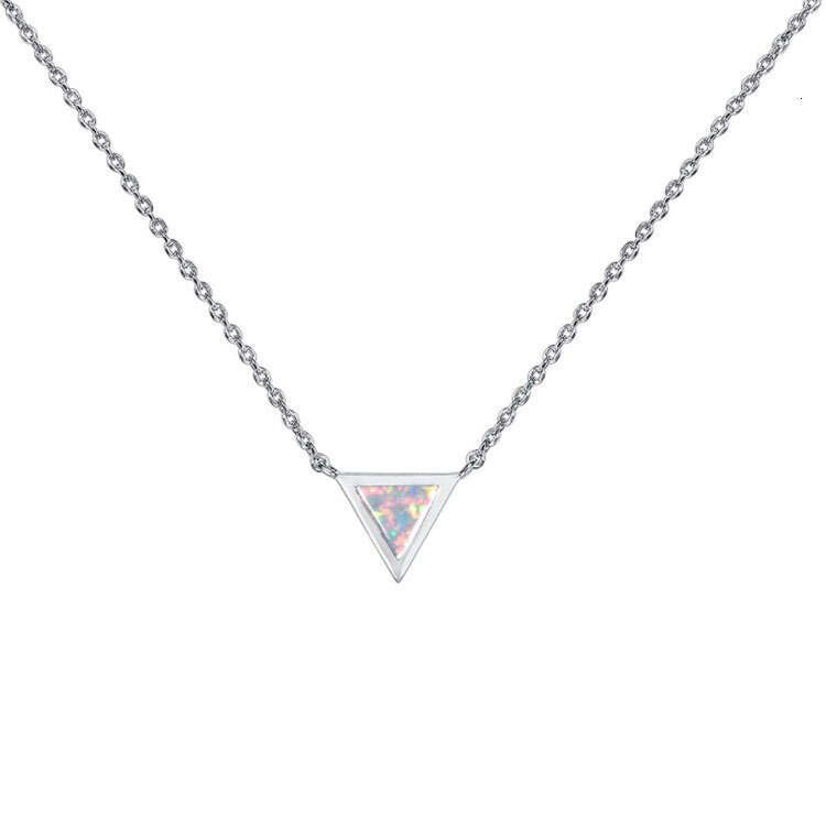 DHpet 2025 Spring: Unisex Stainless - steel Opal - inspired Necklaces with Triangular Pendant