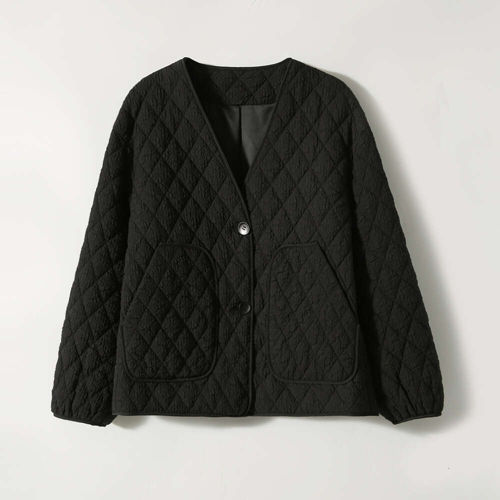 Diamond Grid Lightweight Versatile Layered Cotton Jacket Short Coat Women's High-End Autumn Winter New Style B5