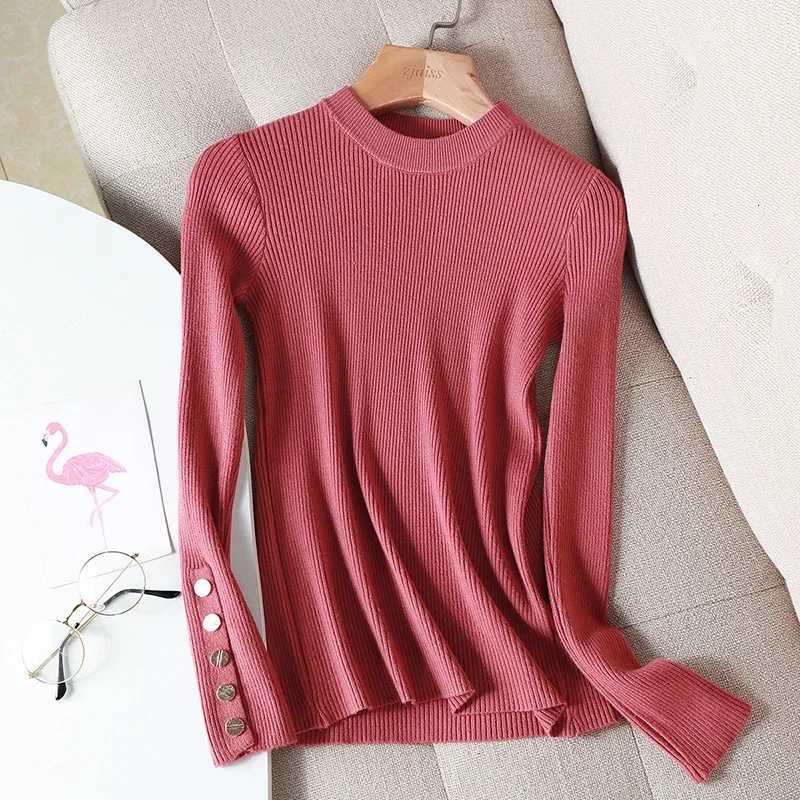 2025 Casual Autumn Winter Women Sweater Pullovers ic Button Long Sve Oneck Sweater Female Slim Knitted Soft Jumper Tops Z250905