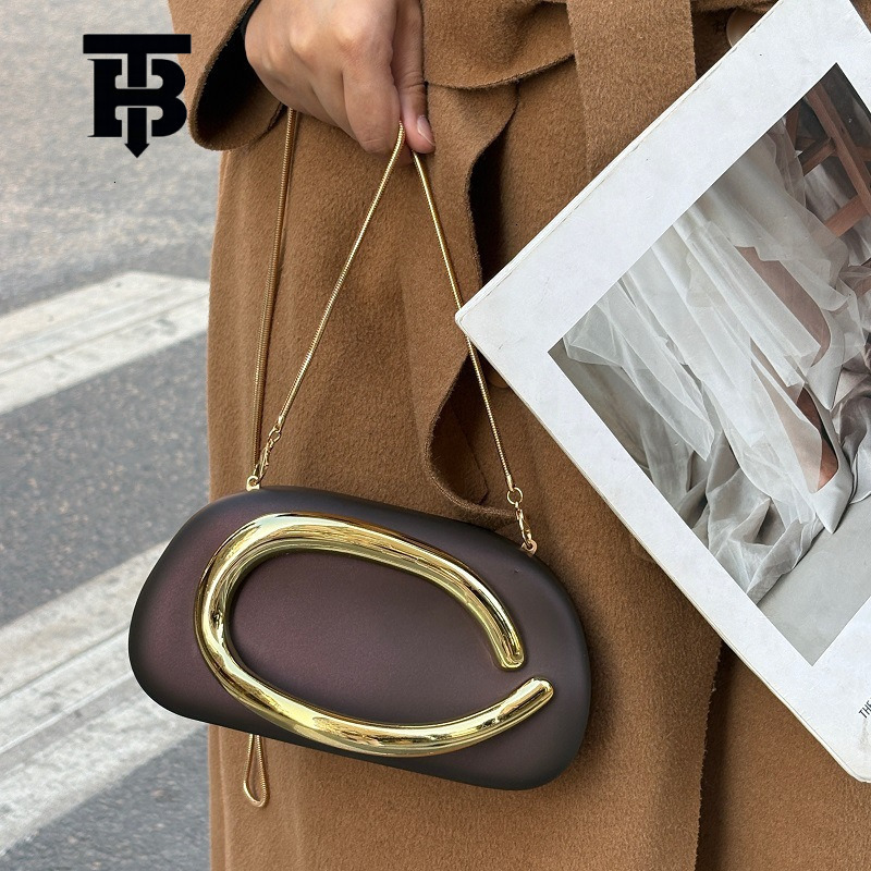 TB BHULAMTE Designer Bag Luxury Bag European And American Retro Niche Wine Red Metal Box Small Square Bag Party Versatile Phone Clutch Crossbody Small