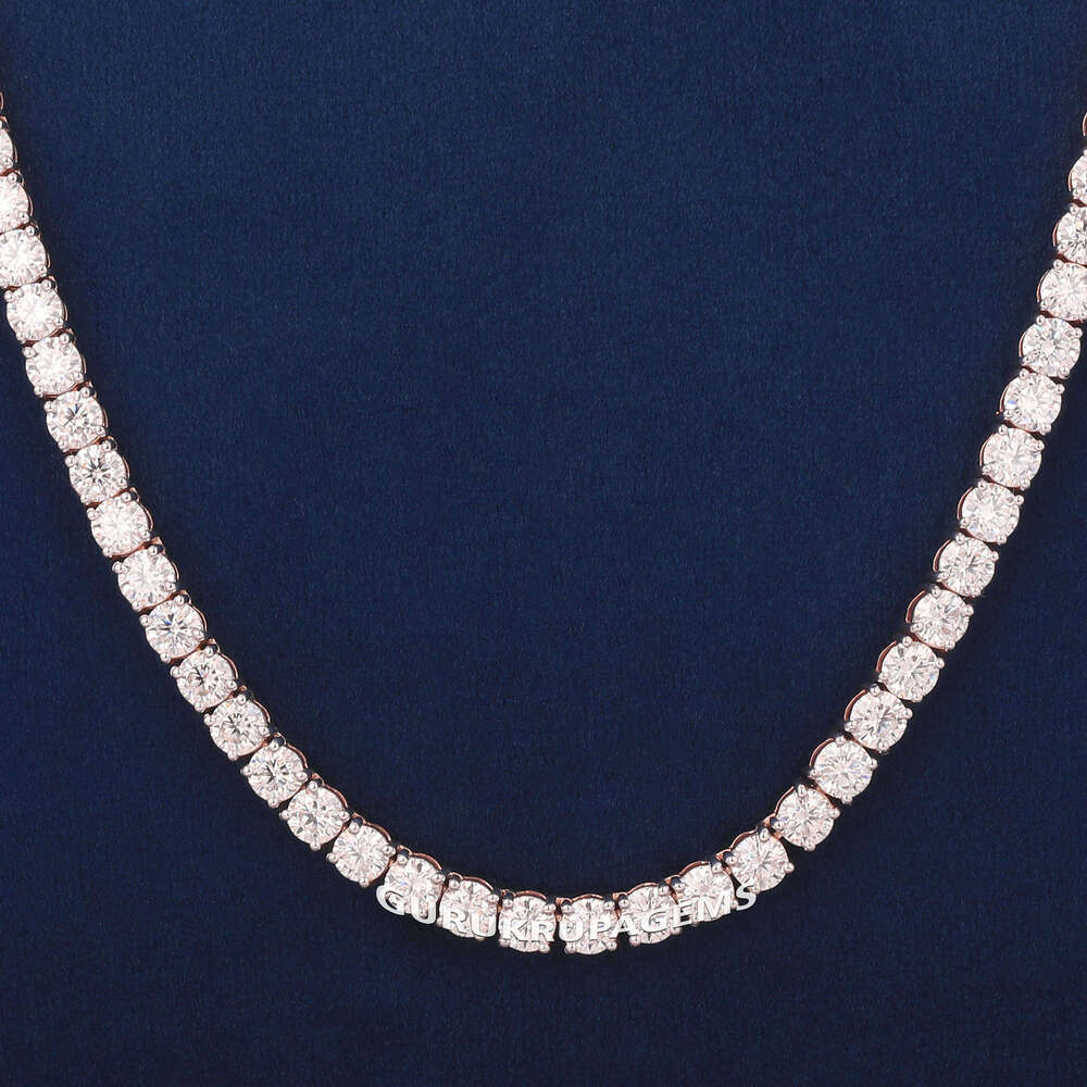 Wholesale VVS Moissanite Tennis Chain Necklace Sterling Sier Round Brilliant Cut Dias for Fine Jewelry