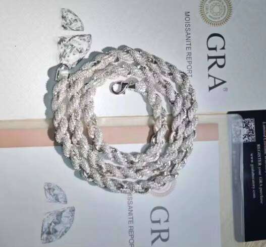 Hip Hop VVS D Color Moissanite Jewelry Women Men Cuban Link Iced Out Tennis Rope S Sier Chain Necklace