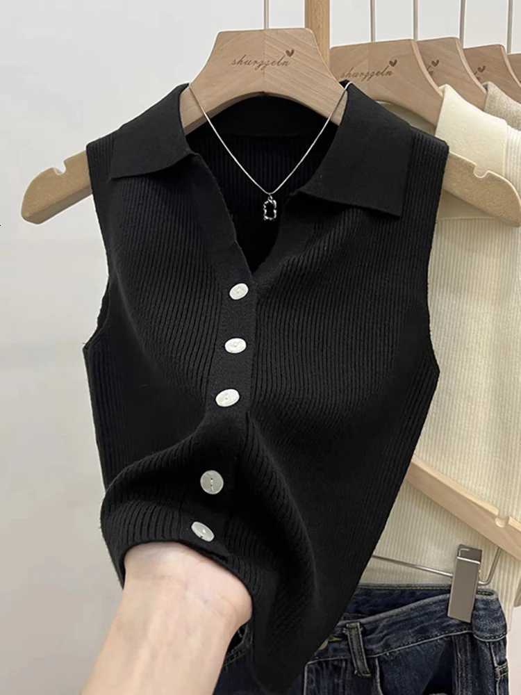 Solid Color Knitted for Women Cardigan Korean Single Breasted Sleeveless Jumper Woman Round Neck All Match Cardigans Outwear Z250905