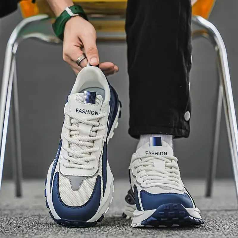 Mens Trend Casual Sports Shoes Platform Sneakers Fashion Running Shoes Mens Breathable Mesh Laceup Fashion Casual Sneakers Z250905