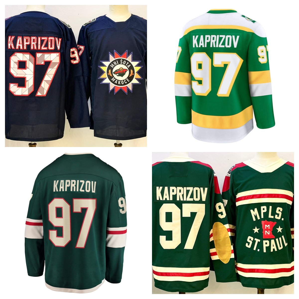 Hockey Jerseys Kaprizov 97 Jersey Black Green Color Size S-XXXL Stitched Men's Jersey Fanatic